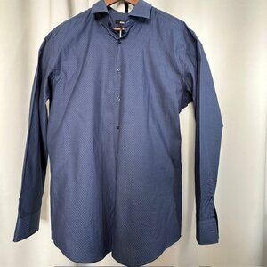 Hugo Boss Men's Jason Slim Fit Dot Dress Shirt Blue 46/18.